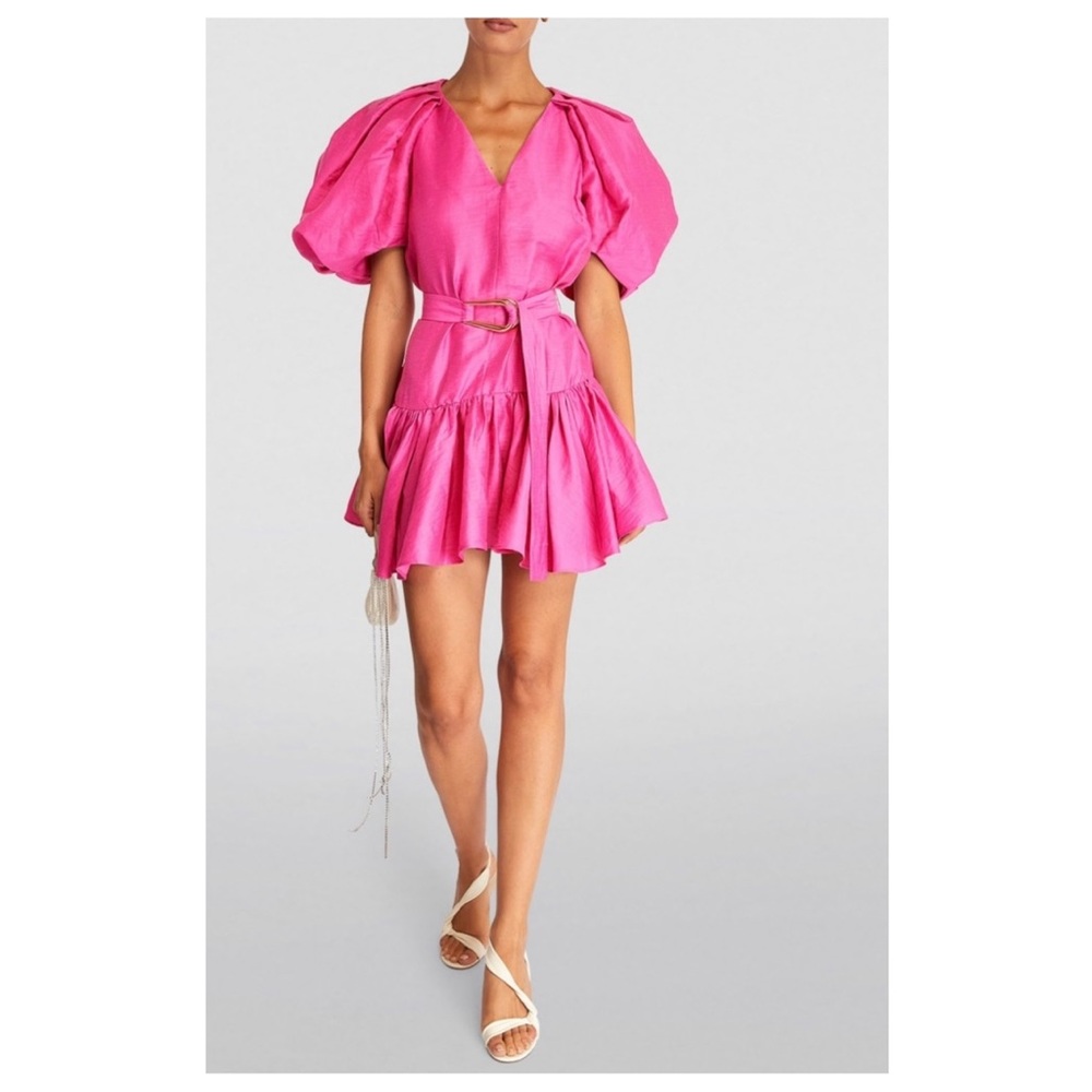 Acler Puff Sleeve Ruffle Dress